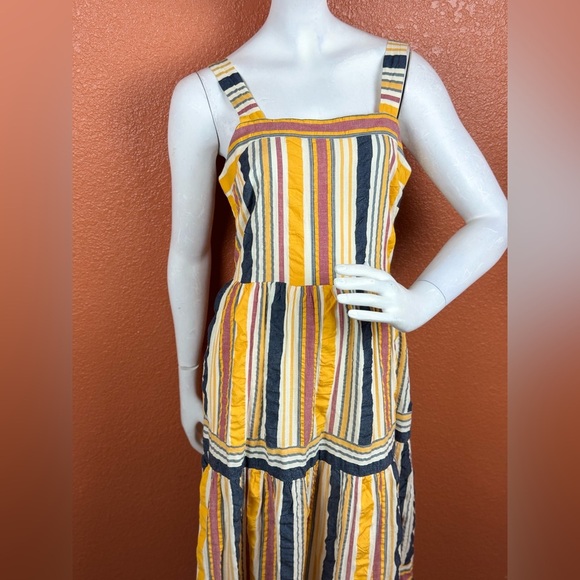LOFT Striped Tiered Maxi Dress Sleeveless Square Neck S 2 Yellow striped.  E86 - Picture 10 of 15